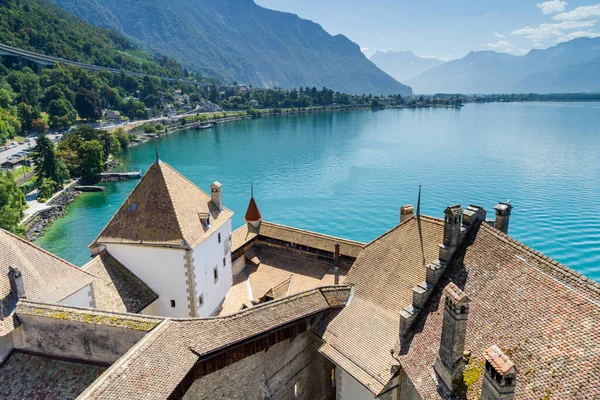 Castillo Chillon Suiza Orillas Del Lago Ginebra — Foto de Stock