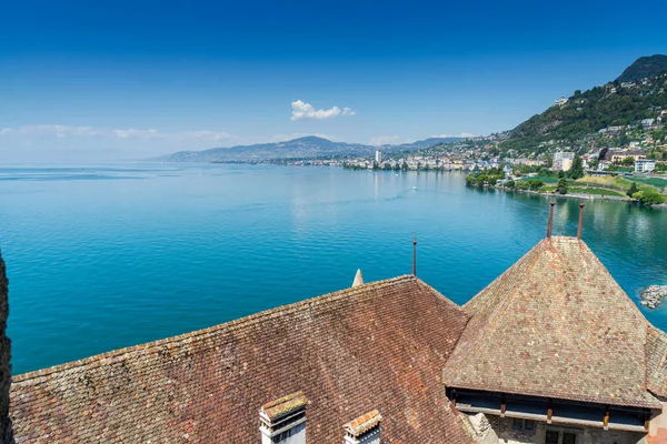 Замок Чийон Швейцарии Берегу Женевского Озера — стоковое фото