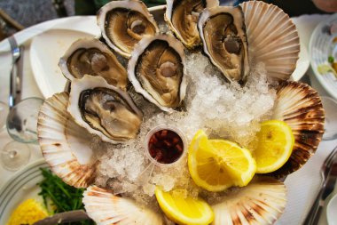 Nice 'teki bir restoranda muhteşem istiridyeler. Güzel servis.