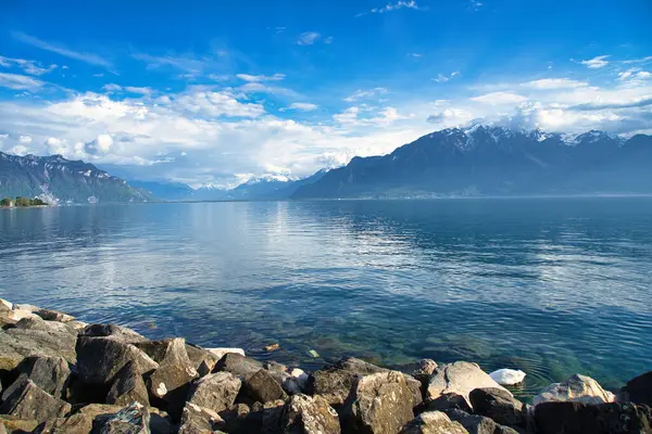 Vevey, dağları, tarihi binaları ve göl manzarası olan Cenevre Gölü 'nün manzaralı bir İsviçre kasabası..