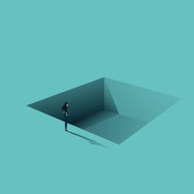 İş ve ekonomi krizi çok az. Negatif bakış açısı, gelecek, depresyon sembolü. Düzenlenebilir eps10 vektör kavramı.