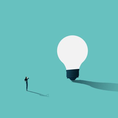 İş fikri vektörü konsepti. Beyin fırtınasının, yaratıcılığın, çözümlerin ve ilhamın sembolü. En küçük eps10 illüstrasyonu.