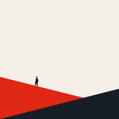 İş ya da kariyer yolculuğu vektörü konsepti. Meydan okumanın, gelişmenin, ilerlemenin sembolü. Asgari tasarım soyut eps10 illüstrasyonu.