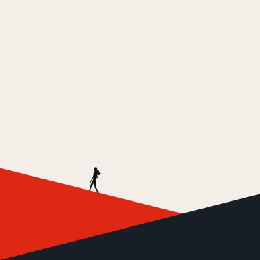 İş ya da kariyer yolculuğu vektörü konsepti. Meydan okumanın, gelişmenin, ilerlemenin sembolü. Asgari tasarım soyut eps10 illüstrasyonu.