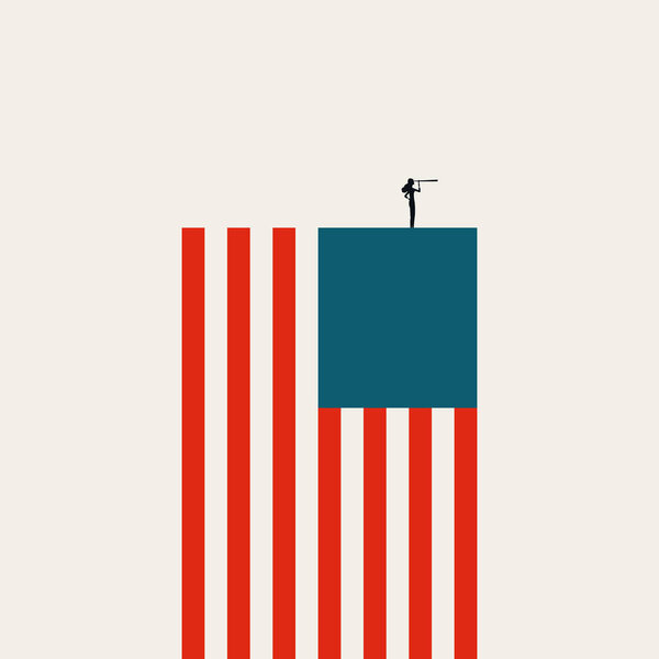 US presidential election vector concept illustration. Symbol of the future of the country, having vision. Minimal design eps10