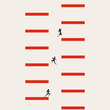 Şirket merdiveni iş vektörü konseptine tırmanıyorum. Kariyer ilerlemesinin, meydan okumanın, fırsatların sembolü. En düşük tasarım eps10 illüstrasyon.