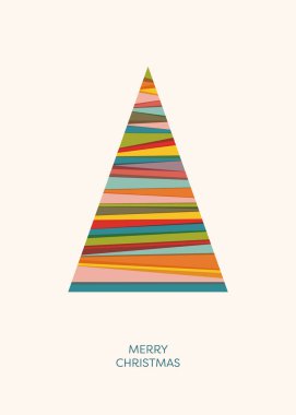 Noel kartı şablonu. Yazdırılabilir tasarım, xmas ağacı illüstrasyonu. Minimum tasarım sanatı. Bölüm 10