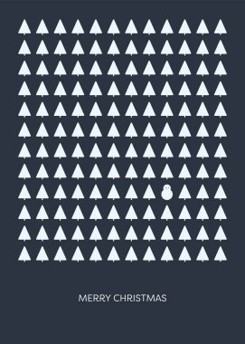 Noel kartı şablonu vektör çizimi. Kardan adamla kış harikalar diyarı, en az tasarım manzarası. Yazdırılabilir eps10