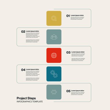İş zaman çizelgesi bilgi vektör şablonu. İlerleme adımlı proje sunumu. En düşük tasarım eps10 illüstrasyon.