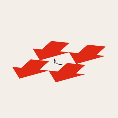 Ters yön vektör konsepti. Meydan okumanın, başarının, yaratıcılığın, kararın sembolü. En düşük tasarım eps10 illüstrasyon.