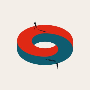 Tam tersi ve kontrastlı vektör konsepti. Meydan okumanın, seçimin, yönün sembolü. En düşük tasarım eps10 illüstrasyon.