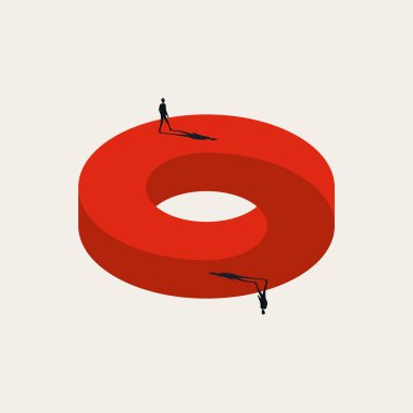 Tam tersi ve kontrastlı vektör konsepti. Meydan okumanın, seçimin, yönün sembolü. En düşük tasarım eps10 illüstrasyon.