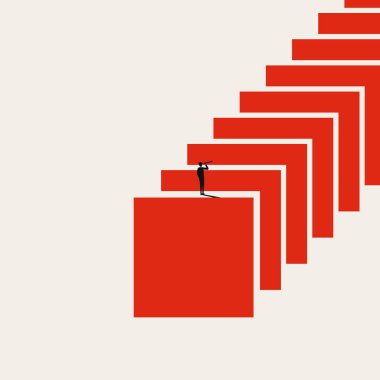 Çözüm için iş vektörü konseptini ara. Meydan okumanın, engelin, başarının sembolü. En düşük tasarım eps10 illüstrasyon