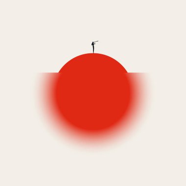 İş vizyoneri ve lider vektör konsepti. Hırs, motivasyon ve kariyer başarısının sembolü. En düşük tasarım eps10 illüstrasyon.