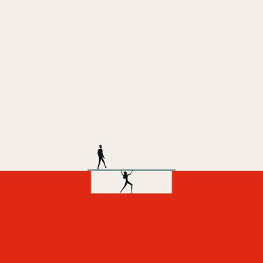 İş cinsiyet eşitsizliği vektör kavramı. Eşit olmayan fırsatların, sömürülerin sembolü. En düşük tasarım eps10 illüstrasyon.