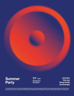 Soyut Sözcü İllüstrasyonlu Yaz Partisi ve Müzik Festivali Poster Şablonu. Yazdırılabilir eps10 vektör dosyası.