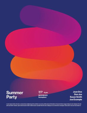 Üç boyutlu soyut sarmalı Summer Party Poster Şablonu. Yazdırılabilir eps10 vektör dosyası