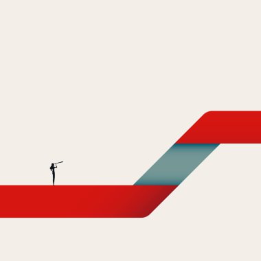 İş lideri ve vizyon vektörü konsepti. Yeni kariyer fırsatlarının, başarının, büyümenin sembolü. En düşük tasarım eps10 illüstrasyon.