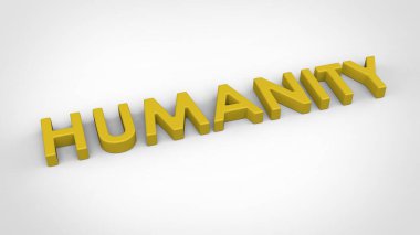 Humanity  3D Word Render on White Background, Symbol of Compassion and Hope. Stock image.