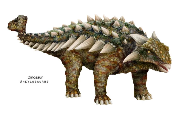 Иллюстрация Анкилозавра Динозавр Шипами Рогами Зеленый Коричневый Динозавр — стоковое фото