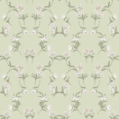 Beyaz pastel şakayıksız desen. El çizimi çiçek arkaplanı. Yumuşak tonlarName