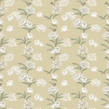 Beyaz pastel şakayıksız desen. El çizimi çiçek arkaplanı. Yumuşak tonlarName