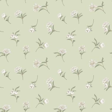 Beyaz pastel şakayıksız desen. El çizimi çiçek arkaplanı. Yumuşak tonlarName