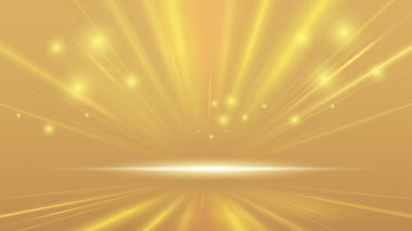 Altın lüks sahne sahne arka planı soyut geometrik şekiller sim ışık tasarımı duvar kağıtları. Gerçekçi katman, fütüristik parlak ışık. Kapak şablonu.