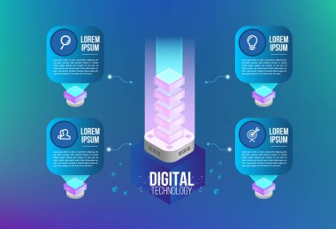 Izometrik infographics tasarım 4 seçenekleri leves veya iş kavramı başarı 3d kutuları için adımlar, Sunumlar için kullanılabilir, iş akışı düzeni, süreç diyagramı, akış şeması, bilgi grafiği.