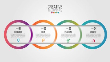 Bilgi Grafikleri Çizelgesi 4 adım seçenekleri iş zamanı modern yaratıcılık adım adım vektör bir strateji, iş akışı veya takım çalışması gösterebilir.