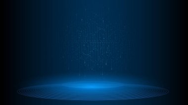 Soyut ürün tanıtım teknolojisi arka plan Yüksek teknoloji iletişim konsepti, teknoloji, dijital iş, yenilik, fotokopi alanı ile bilim kurgu sahne çizimi.