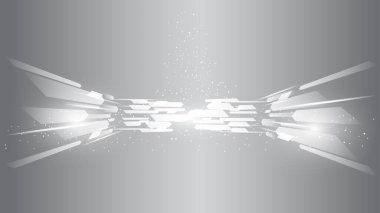 Soyut teknoloji beyaz arka plan yüksek teknoloji iletişim podyumu konsepti, teknoloji, dijital iş, yenilik, fotokopi-uzay ile bilim kurgu sahne çizimi.