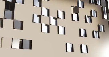 Kare bloklarla arkaplan gradyanı hareketi. 3 boyutlu bilgisayar görüntüsü. Soyut karelerin güzel üç boyutlu animasyonu.