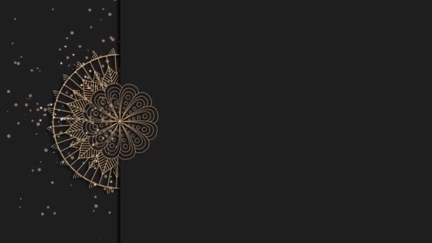Astratto Ornamentale Digitale Disegnato Mano Ornamento Mandala Oro Sfondo Nero — Video Stock