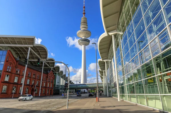 Hamburg Almanya Daki Messe Halle Heinrich Hertz Tower Bakın — Stok fotoğraf