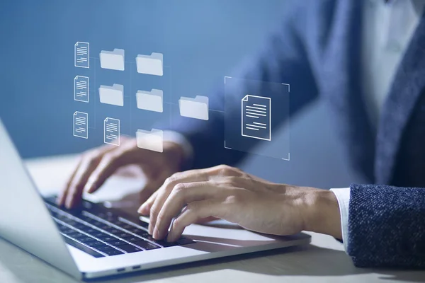 Document Management System (DMS) Online Document Database and automated processes to manage files, knowledge, and documents in an organization effectively with ERP, enterprise business technology.