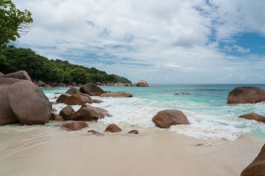 The fascinating rock formations at Anse Lazio beach in the Seychelles