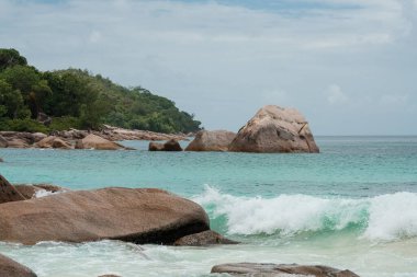 The fascinating rock formations at Anse Lazio beach in the Seychelles