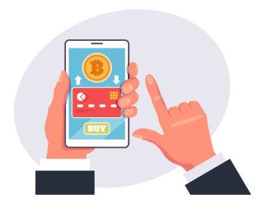 Kripto madeni para cüzdanı iş teknolojisi dijital finans konseptini aktarıyor. Vektör düz grafik tasarım çizimi