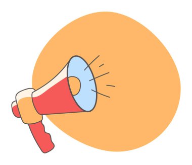 Hoparlör hoparlörü, pazarlama sesi konseptini duyurdu. Vektör düz grafik tasarım çizimi 