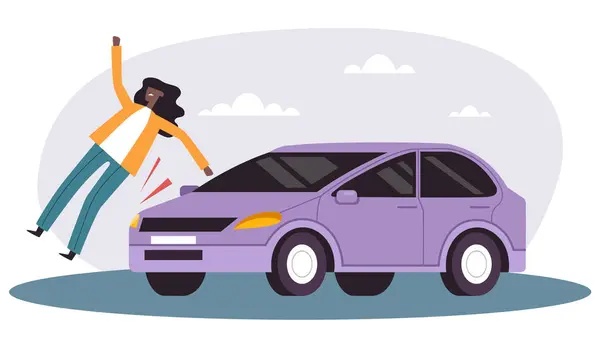 Accident Circulation Automobile Accident Route Frappé Concept Piéton Illustration Graphique — Image vectorielle