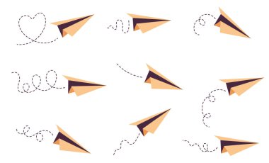 Kağıt uçak uçakları izole edildi. Vektör grafik tasarımı illüstrasyonu