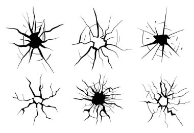 Kırık cam kırığı, kırık ayna izole seti. Vektör grafik tasarımı illüstrasyonu