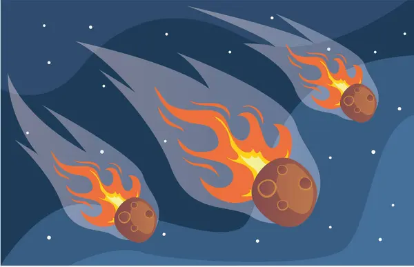 Meteor Comet Meteorite Fire Space Sky Concept Vector Graphic Design — Stock Vector