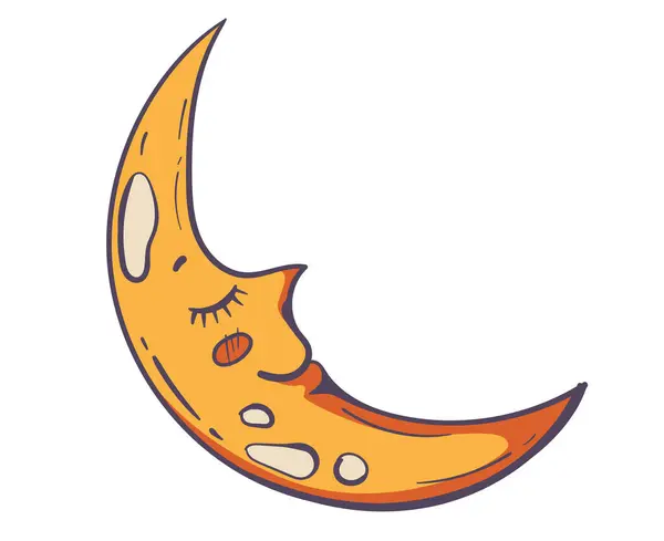 Měsíc Půlměsíc Hvězda Noční Obloha Izolovaný Koncept Vektorová Grafická Ilustrace Vektorová Grafika