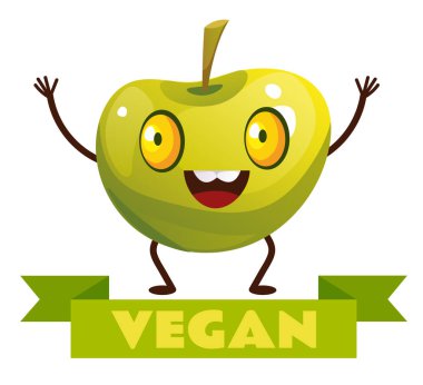 Vejetaryen meyve tatlı karakter izole kavramı. Vektör düz grafik tasarım çizimi