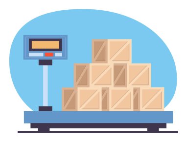 Ağırlık ölçümü kargo endüstriyel taşımacılık izole konsept. Vektör düz grafik tasarım çizimi