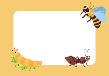 Böcek böceği sevimli karakterler afişi izole edilmiş konsept. Vektör düz grafik tasarım çizimi