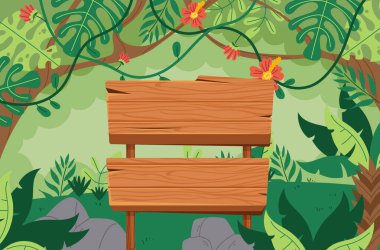 Orman orman kavramında ahşap boş tahta. Vektör düz grafik tasarım çizimi