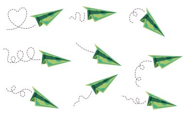 Para uçağı kağıt banknot sineği izole edilmiş konsept. Vektör düz grafik tasarım çizimi